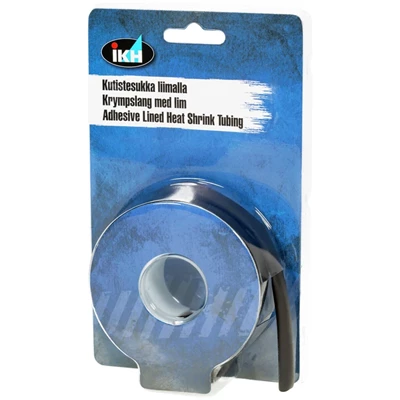 Kutistesukka liimalla 9,5 mm, 1,22 m, musta