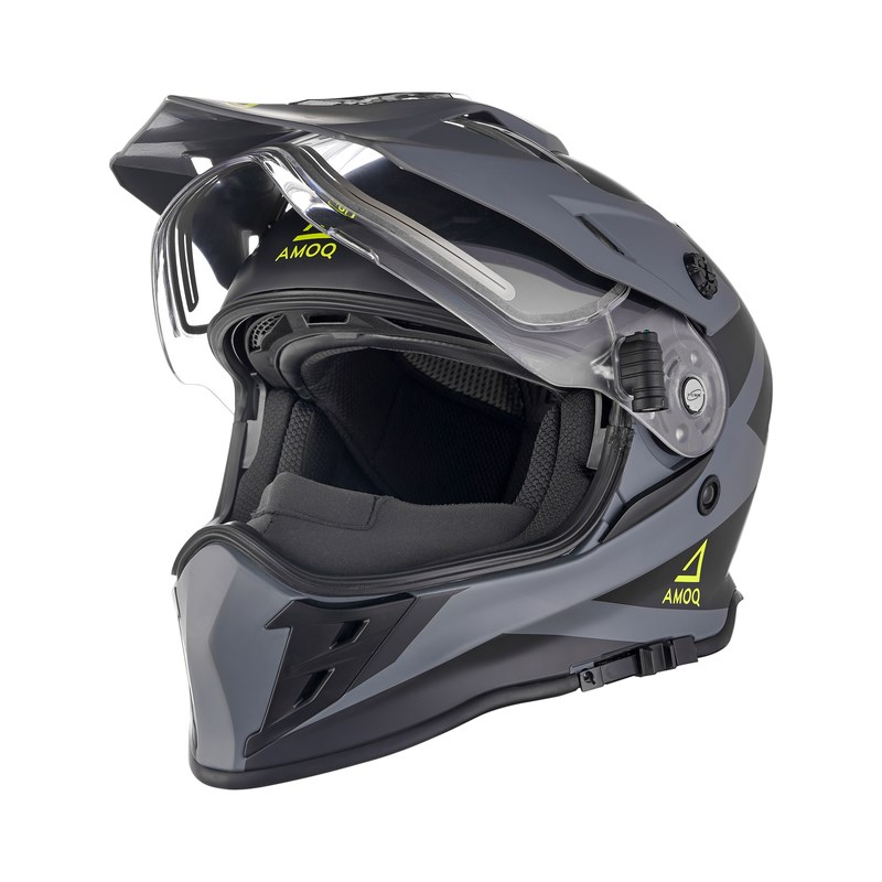 AMOQ Adaptor Kypärä Sähkövisiirillä Musta/Harmaa/HiVis XS