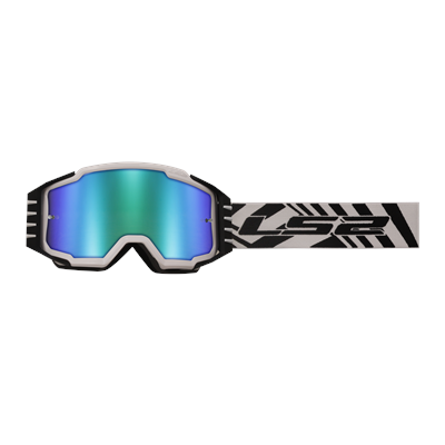 LS2 CHARGER PRO GOGGLE WHITE WITH IRIDIUM VISOR