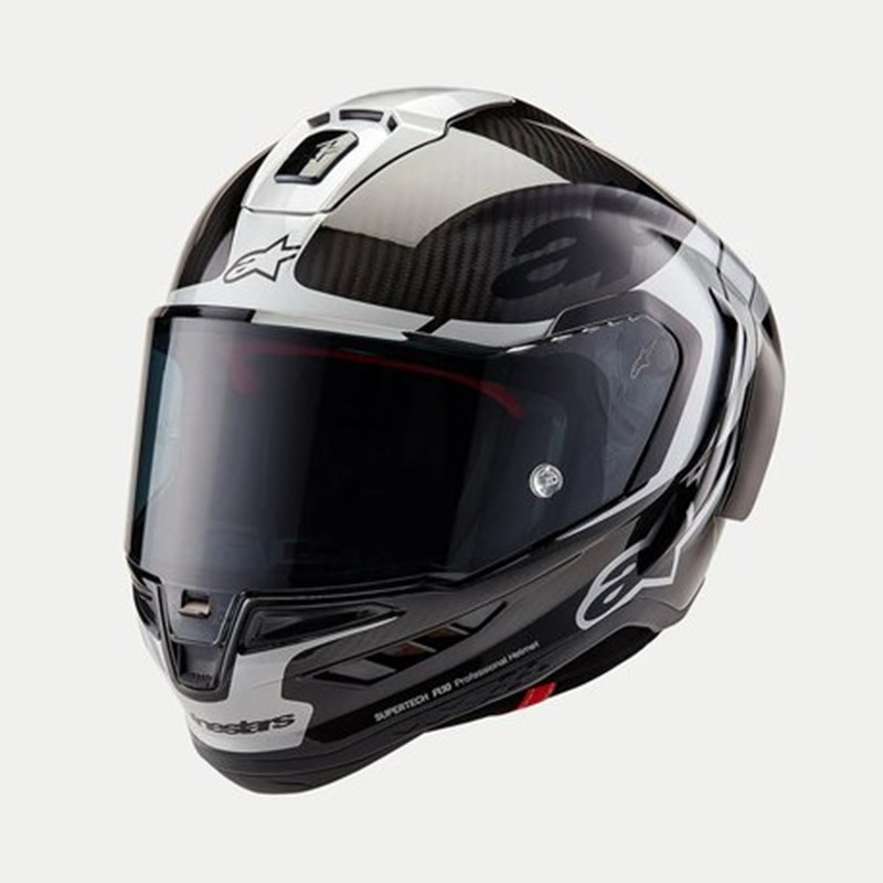 Alpinestars Kypärä Supertech R10 Element Musta/Carb/Hopea, L