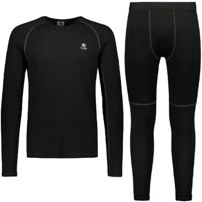 N Superior Merino -aluskerrastosetti Black L-XL
