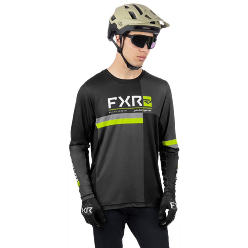 M ProFlex UPF LS Jersey 24-Black/HiVis-L