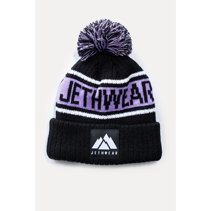 JW POM POM BEANIE - Black/Lavender - One Size