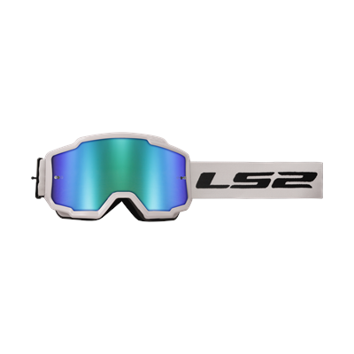 LS2 CHARGER GOGGLE WHITE WITH H-V GREEN IRID.VISOR