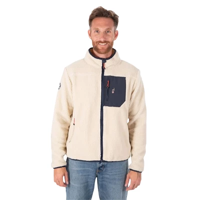 SIKOU Men's sherpa jacket, Greige, XL