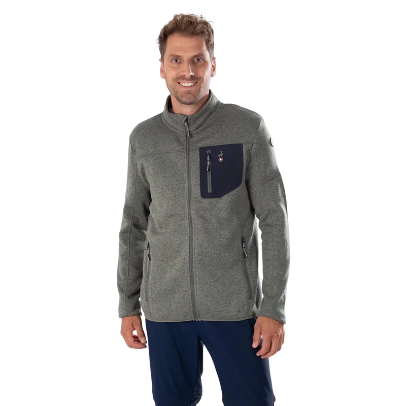 DANTE Men's melange knit fleece jacket, Lichen, XL